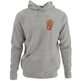 Hobo Lax Always Salty lacrosse hoodie in heather grey color featuring lacrosse stick French fries graphic
